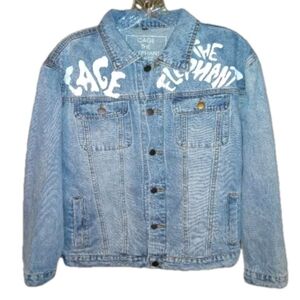 Cage The Elephant Band Tour Merch Night Running Tour Painted DENIM Jacket NWT